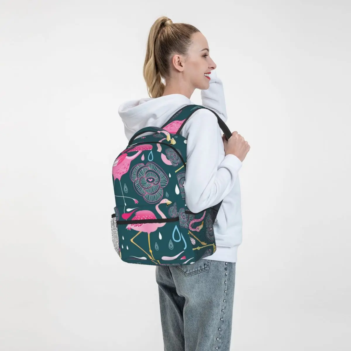 Модный женский рюкзак школьные ранцы для девочек-подростков с узором и фламинго