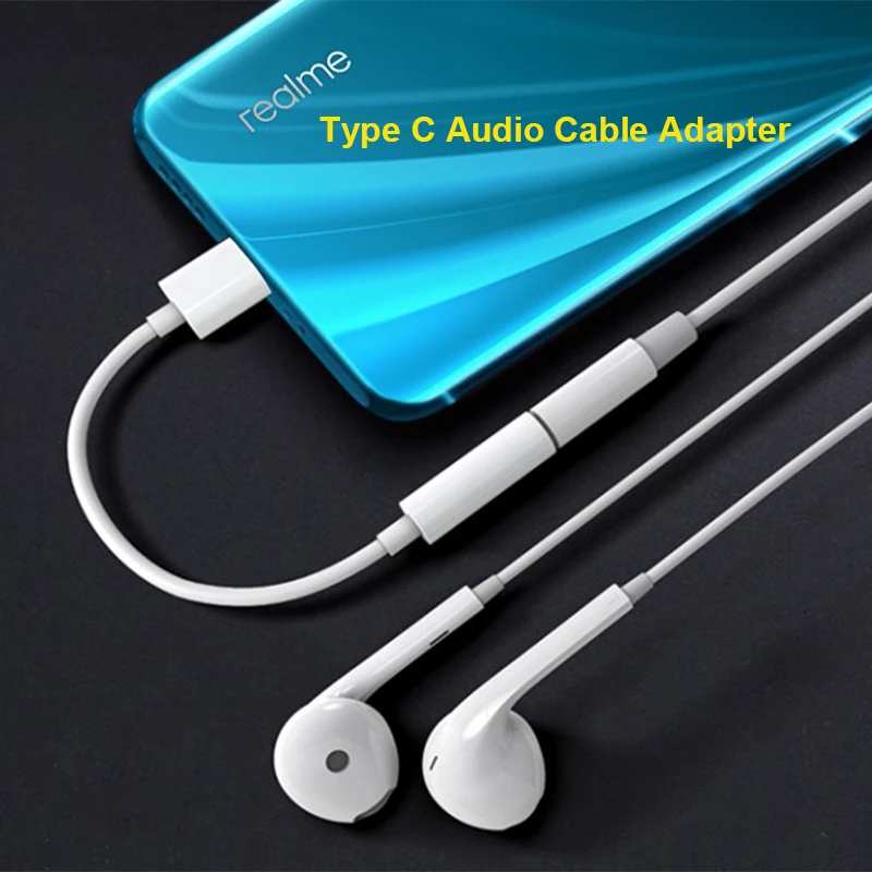 Аудиокабель Realme с разъемом USB Type-C для наушников 3 5 мм адаптер X3/X3 Pro/X7/X7 Pro/X50/X50