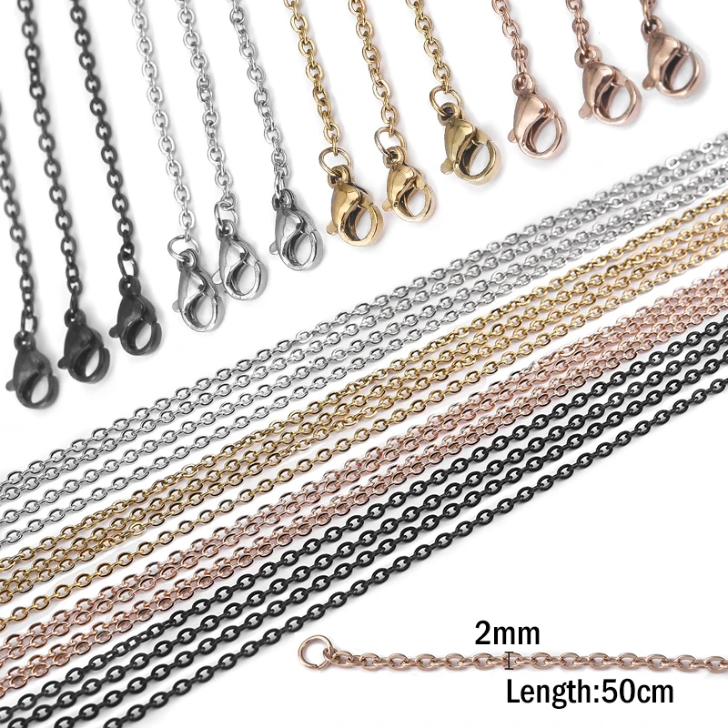 10pcs 2mm Stainless Steel Link Curb Chain Gold Silver Color Black Lobster Clasp Cuban Chain Women Men Necklaces Jewelry Findings
10pcs 2mm Stainless Steel Link Curb Chain Gold Silver Color Black Lobster Clasp Cuban Chain Women Men Necklaces Jewelry Findings