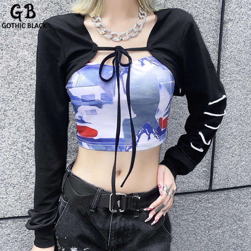 Gothblack Camis Fashion Print Blouse Strap Spaghetti 2 Piece Set Drawstring Long Sleeve Sexy Top Street Causal Women Clothes
Gothblack Camis Fashion Print Blouse Strap Spaghetti 2 Piece Set Drawstring Long Sleeve Sexy Top Street Causal Women Clothes