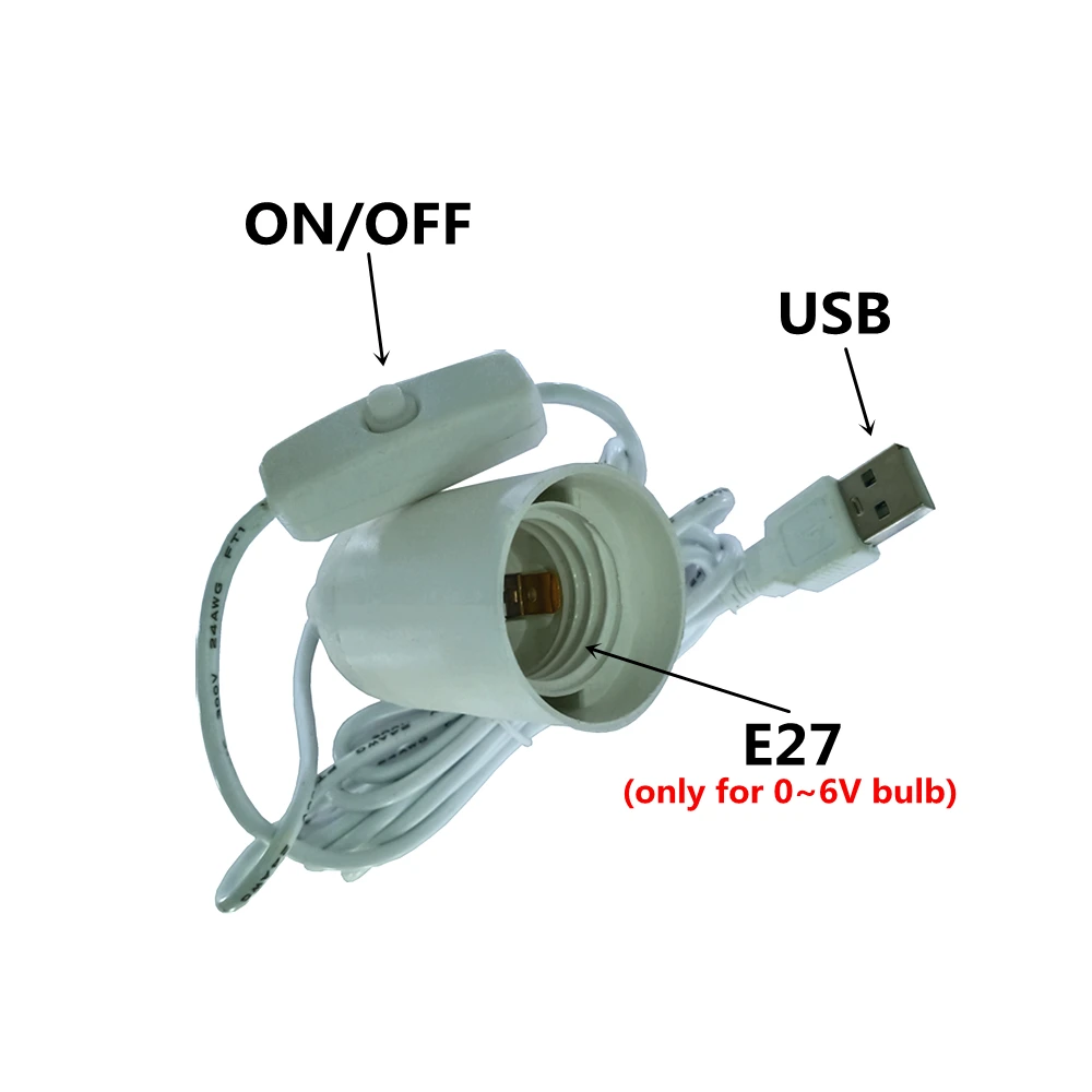 Держатель для лампы E27 интерфейс USB 6 в использования с лампочками подключения к
