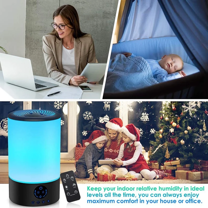 Humidifier, 3.2L Top Fill Ultrasonic Humidifiers for Bedroom with Night Light and Remote Control Quiet
Humidifier, 3.2L Top Fill Ultrasonic Humidifiers for Bedroom with Night Light and Remote Control Quiet