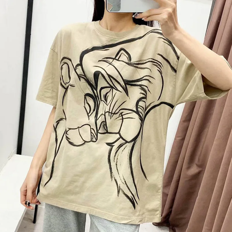 Disney T-Shirt Short-Sleeved Cotton Cartoon Lion King Print T Shirt Round Neck 2021 Kawaii Casual Tshirt Tops Tee Shirt Femme
Disney T-Shirt Short-Sleeved Cotton Cartoon Lion King Print T Shirt Round Neck 2021 Kawaii Casual Tshirt Tops Tee Shirt Femme