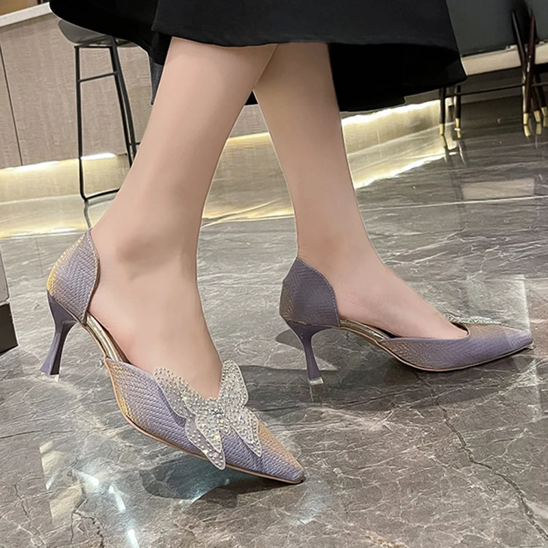 2021 Crystal Butterfly Thin Heels Pumps Women Summer Pointed Toe High Heel Party Shoes Woman Fashion Shallow Pumps Mujer
2021 Crystal Butterfly Thin Heels Pumps Women Summer Pointed Toe High Heel Party Shoes Woman Fashion Shallow Pumps Mujer
