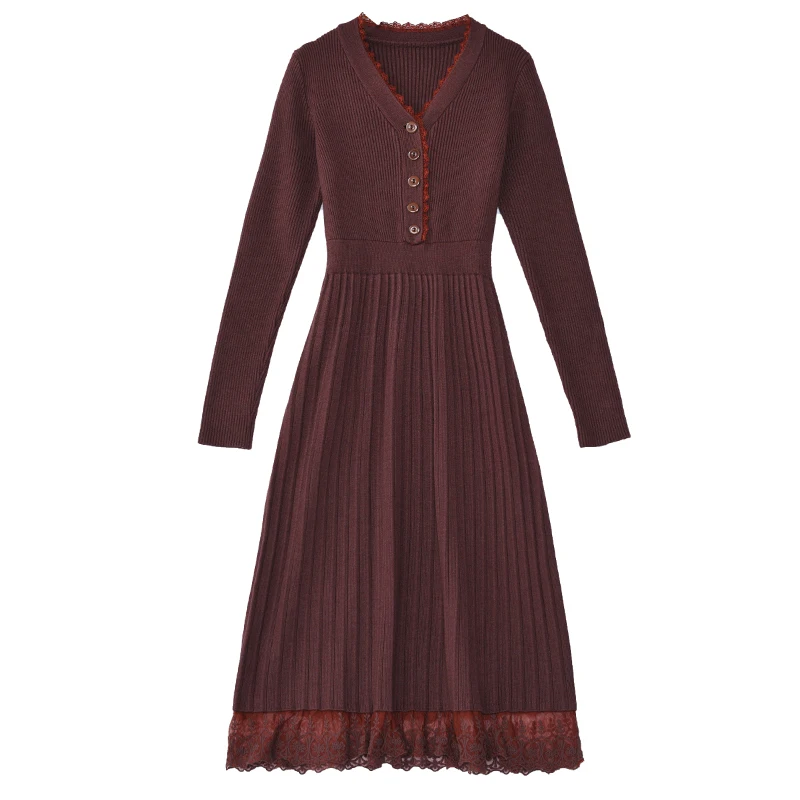 LUKAXSIKAX 2020 New Autumn Winter Women Lace V-Neck Knitted Base Dress Korean Fashion Elegant Slim Sweater Dress
LUKAXSIKAX 2020 New Autumn Winter Women Lace V-Neck Knitted Base Dress Korean Fashion Elegant Slim Sweater Dress