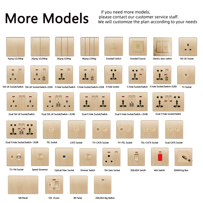 Avoir Light Switch Push Button Golden brushed Panel USB Wall Switches EU UK Dimmer 16A 20A 45A 110-250V 1 2 3 4Gang 1 2Way
Avoir Light Switch Push Button Golden brushed Panel USB Wall Switches EU UK Dimmer 16A 20A 45A 110-250V 1 2 3 4Gang 1 2Way
