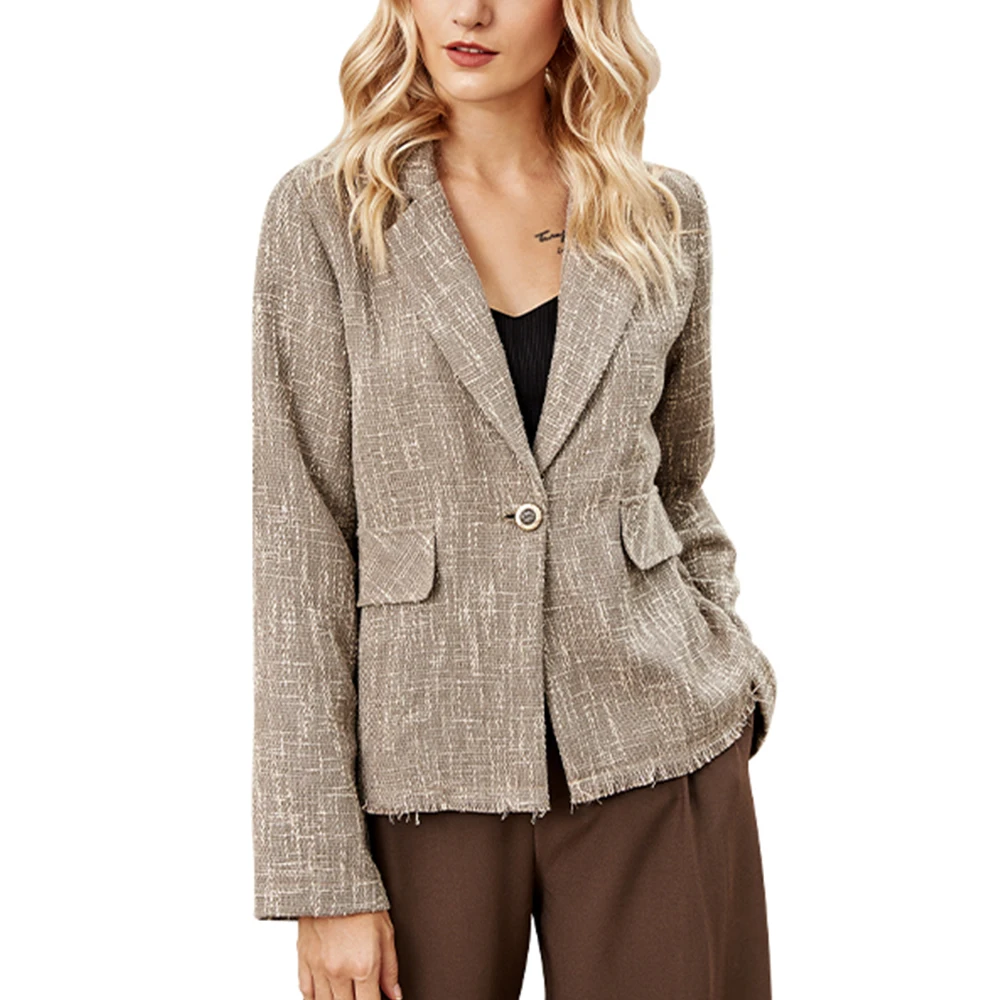 Женский офисный Блейзер на одной пуговице, с длинным рукавом 
Женский офисный Блейзер на одной пуговице, с длинным рукавом