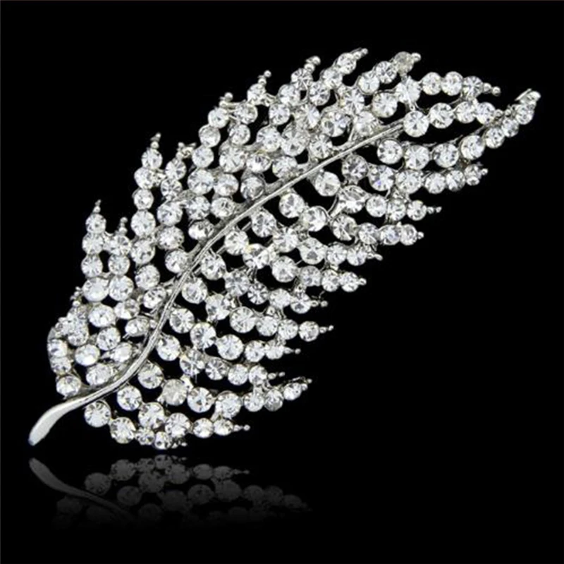 Pinksee Simple Classic Rhinestone Feather Brooch Women Girls Fashion Wedding Party Crystal Leaf Lapel Pins Clothes Decoration
Pinksee Simple Classic Rhinestone Feather Brooch Women Girls Fashion Wedding Party Crystal Leaf Lapel Pins Clothes Decoration