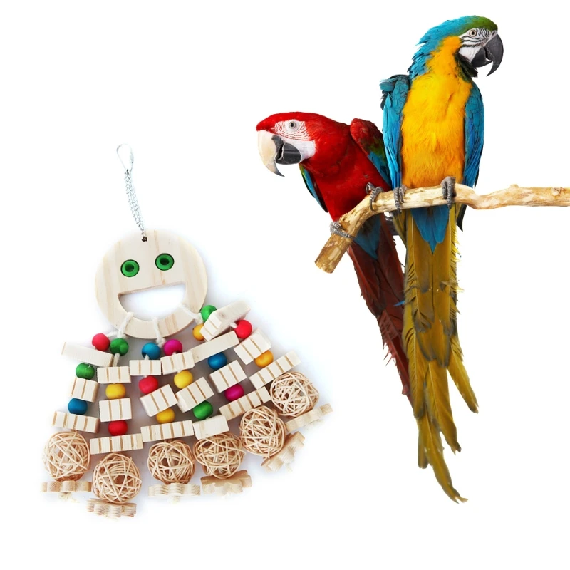Bird Cage Toy Parrot Wooden Chew Toys to Relieve Anxiety Wood Blocks & Bright Colors Beads for c.ckatiel Parakeet Conure
Bird Cage Toy Parrot Wooden Chew Toys to Relieve Anxiety Wood Blocks & Bright Colors Beads for c.ckatiel Parakeet Conure
