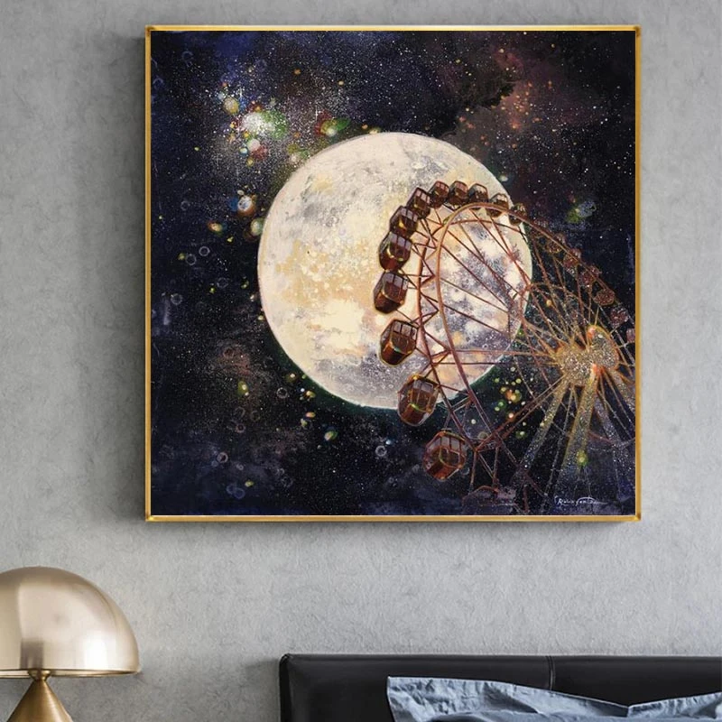Magic Ferris Wheel Under The Purple Stars Canvas Wall Art Prints Painting On Poster Picture For Living Room Wall Decoration
Magic Ferris Wheel Under The Purple Stars Canvas Wall Art Prints Painting On Poster Picture For Living Room Wall Decoration