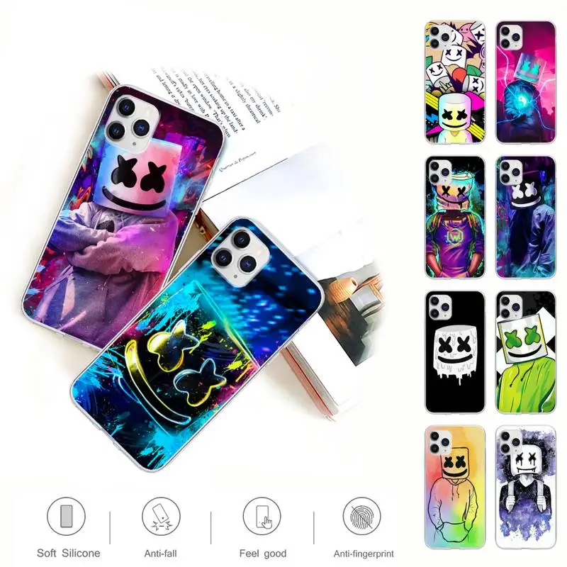 

DJ Marshmallow Transparent Mobile Phone Case Cover For IPhone 12 11 Pro Max Xs X Xr 7 8 6 6s Plus 5 5s Se 2020