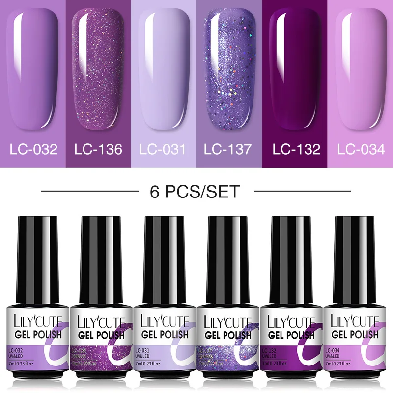 LILYCUTE 6 шт./компл. Гель-лак для ногтей летний неоновый красочный блеск маникюра