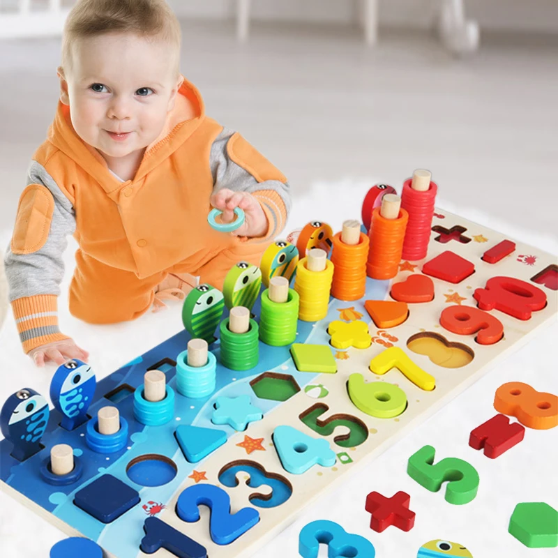 Baby Montessori Math Toys Kids Educational Wooden Toys 5 in 1 Fishing Count Numbers Matching Digital Shape Log Board Puzzle Toy
Baby Montessori Math Toys Kids Educational Wooden Toys 5 in 1 Fishing Count Numbers Matching Digital Shape Log Board Puzzle Toy