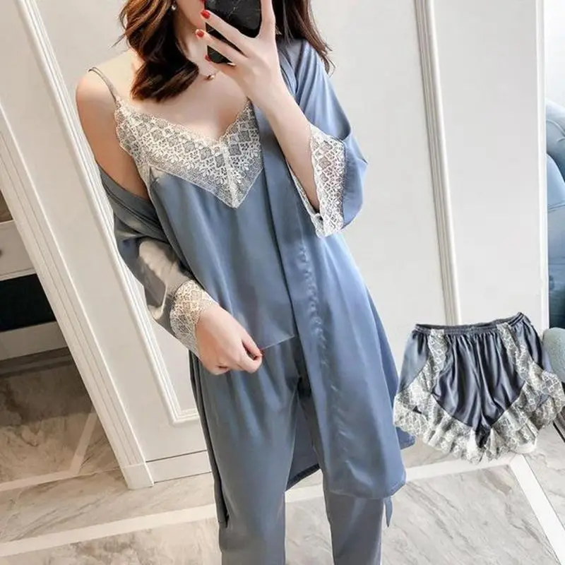 women pijama Satin Comfort Ladies Pajamas Suit Sleep pyjama femme hiver Long Sleeve Pajamas Lace Trimming Home Shirt
women pijama Satin Comfort Ladies Pajamas Suit Sleep pyjama femme hiver Long Sleeve Pajamas Lace Trimming Home Shirt