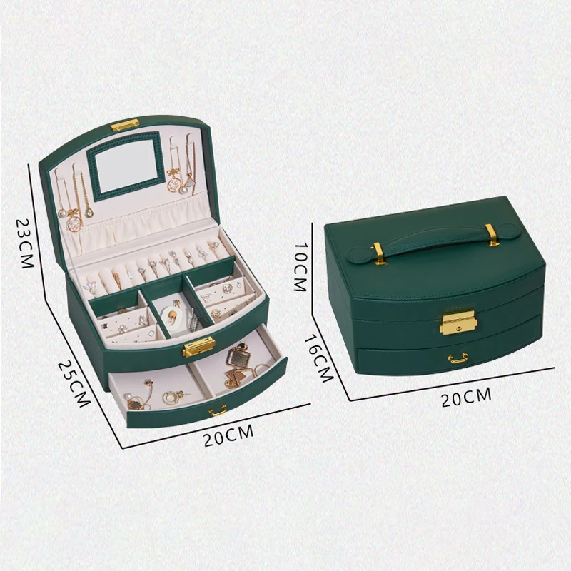COSTWAY New Fashion 2-layer Jewelry Box Organizer Ring Stud Earrings Jewelry Storage Box with Mirror Faux Leather Box W0717 
COSTWAY New Fashion 2-layer Jewelry Box Organizer Ring Stud Earrings Jewelry Storage Box with Mirror Faux Leather Box W0717