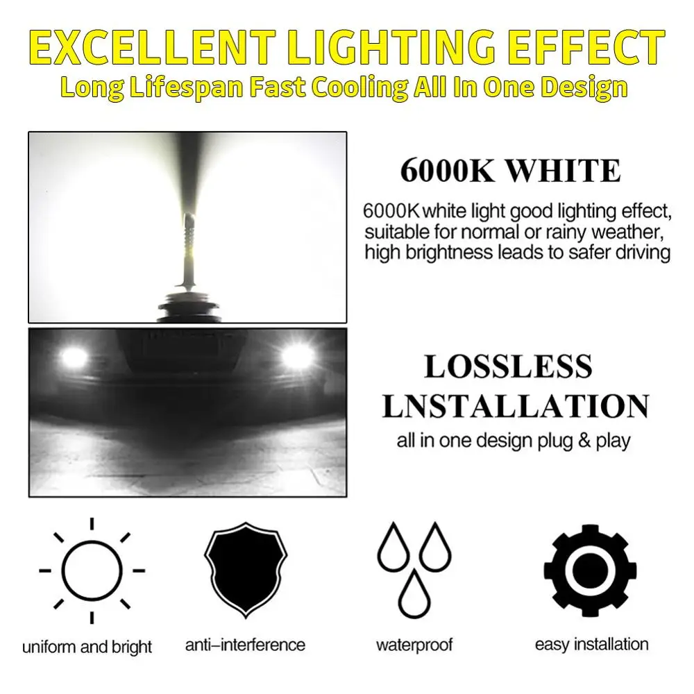 2PCS H7 60W 5050 CSP LED Headlight Kit 10000LM 6000K White With Cooling Fan IP67 Waterproof
2PCS H7 60W 5050 CSP LED Headlight Kit 10000LM 6000K White With Cooling Fan IP67 Waterproof