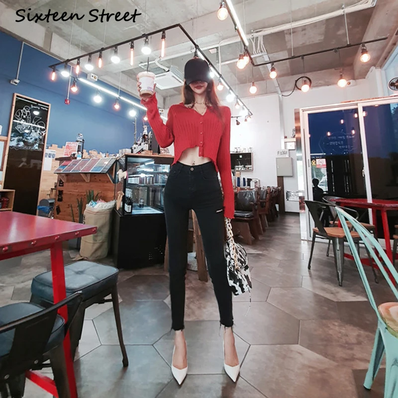Korean Clothes High Waisted Denim Holes Black Ripped Jeans Women Vintage Streetwear Y2k Ankle Length Pants Female 2020 Aesthetic
Korean Clothes High Waisted Denim Holes Black Ripped Jeans Women Vintage Streetwear Y2k Ankle Length Pants Female 2020 Aesthetic