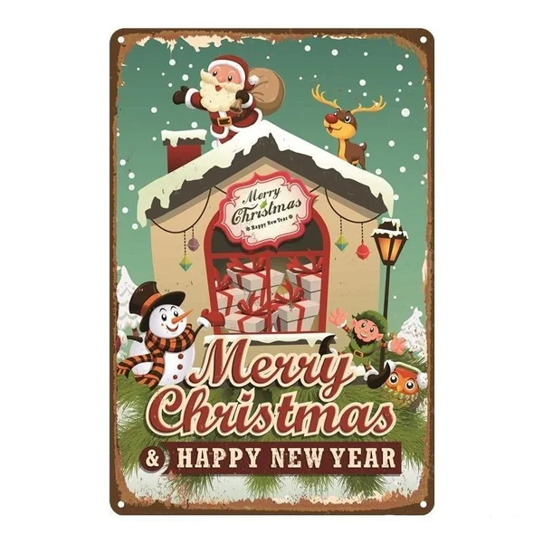 Vintage New Tin Sign Merry Christmas and Happy New Year Tin Sign 8x12 Inch Retro Home Garage Bar Pub Wall Decor Art
Vintage New Tin Sign Merry Christmas and Happy New Year Tin Sign 8x12 Inch Retro Home Garage Bar Pub Wall Decor Art