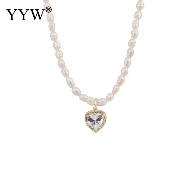 New Vintage Freshwater Pearl Necklace Women Zircon Inlaid Heart-Shaped Pendant Clavicle Chain Simple Temperament Laides Necklace
New Vintage Freshwater Pearl Necklace Women Zircon Inlaid Heart-Shaped Pendant Clavicle Chain Simple Temperament Laides Necklace