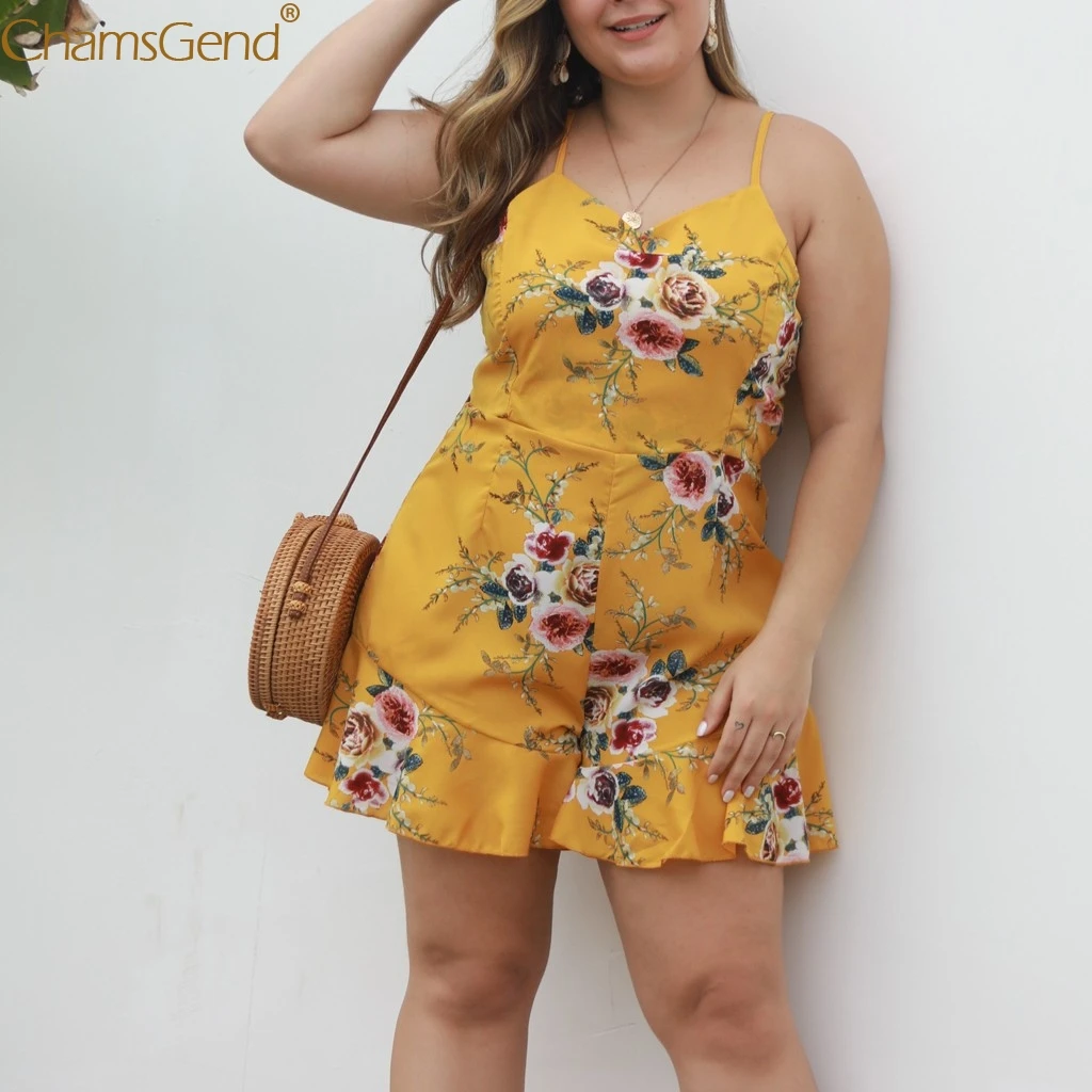 Sexy Print Bow Slim Sleeveless Rompers Womens Jumpsuit Shorts Elegant Short Sling Yellow Jul | Женская одежда