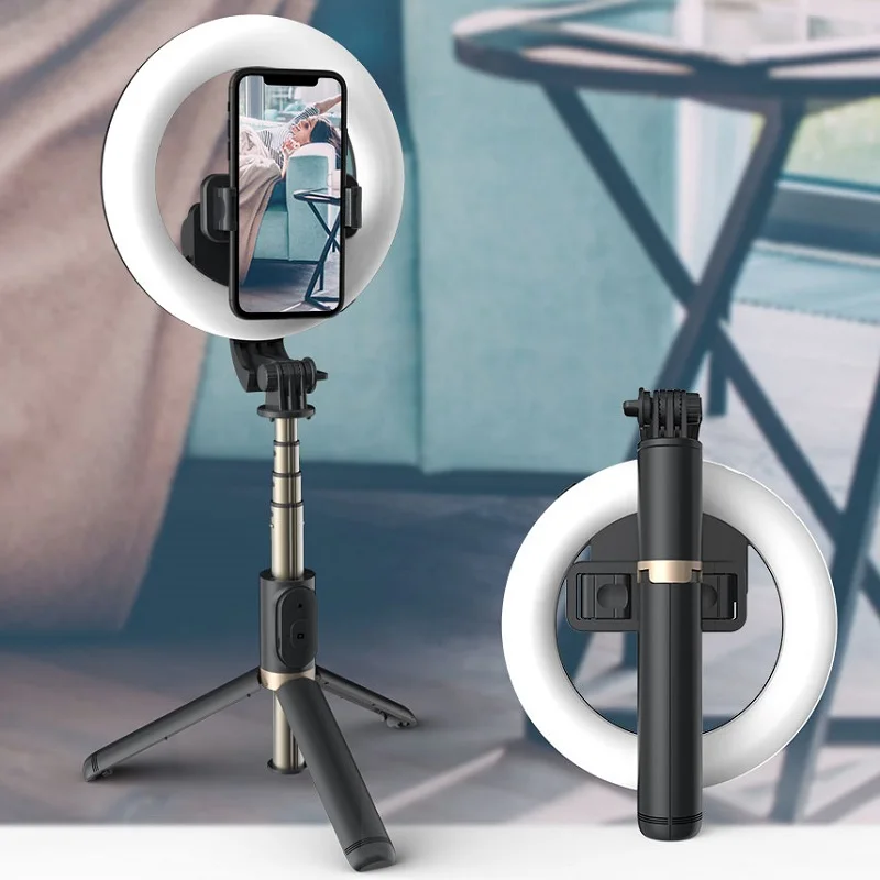 RUZSJ 4in 1 Wireless Bluetooth Selfie Stick With 6inch LED Ring Photography Light Foldable Tripod Monopod for iPhone Android
RUZSJ 4in 1 Wireless Bluetooth Selfie Stick With 6inch LED Ring Photography Light Foldable Tripod Monopod for iPhone Android