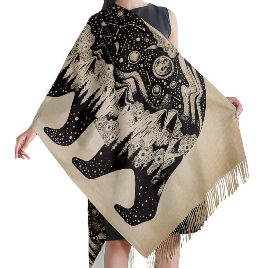 Крафт-бумага фон полярный медведь звездное небо лесной шарф унисекс толстые
