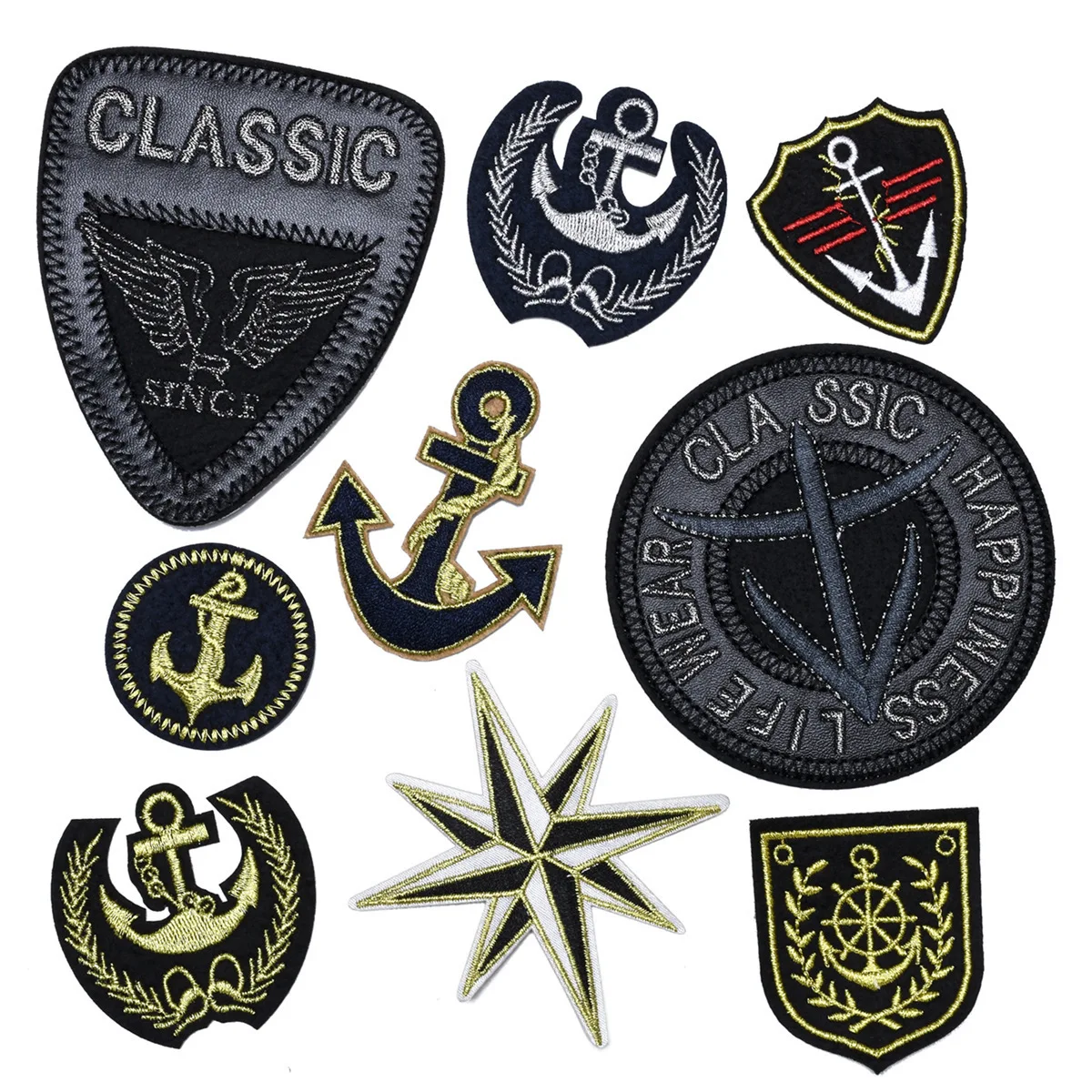 Anchors Leather Embroidery Patches Iron on Golden Customs Badges DIY Thermo Stickers for Clothes Hole Patch Classic Caps Badge
Anchors Leather Embroidery Patches Iron on Golden Customs Badges DIY Thermo Stickers for Clothes Hole Patch Classic Caps Badge