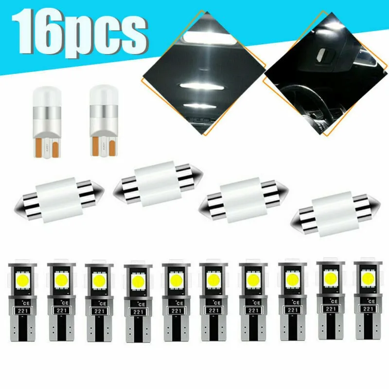 16x LED Car Interior Inside Light Dome Trunk Map License Plate Lamp Bulbs White LED Bulbs
16x LED Car Interior Inside Light Dome Trunk Map License Plate Lamp Bulbs White LED Bulbs