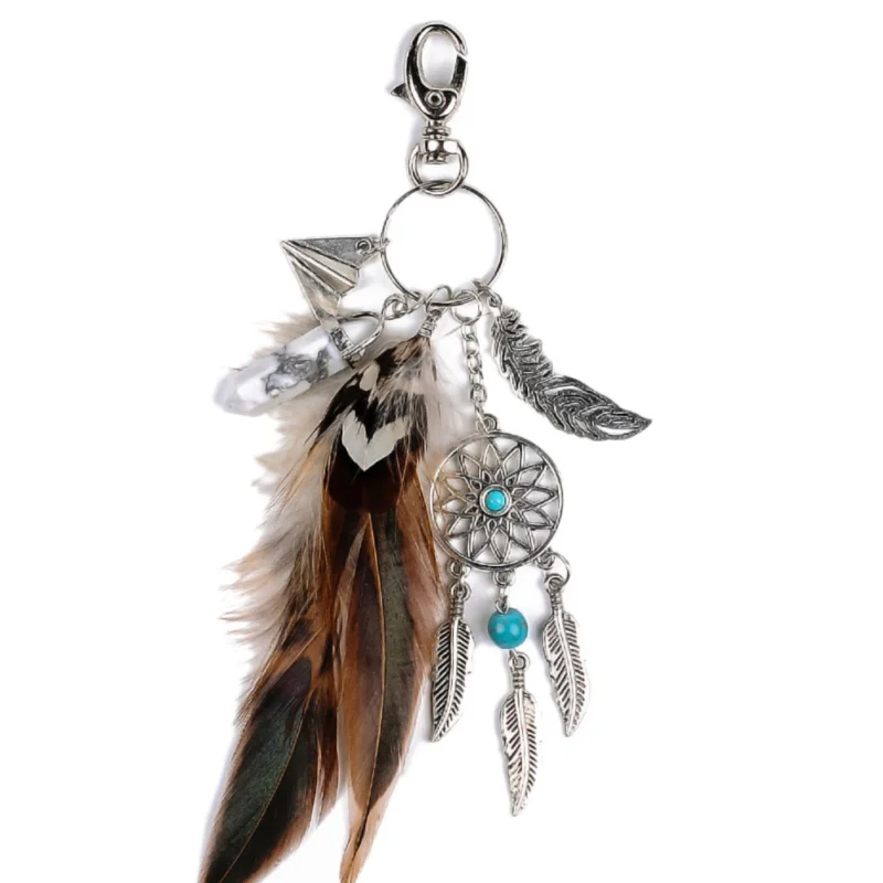 Mini Car Dream net Catcher Beaded Natural Feathers Handcraft Chic Hanging Ornaments Mirror Bedroom Wall Decor Native Ring | Дом и сад