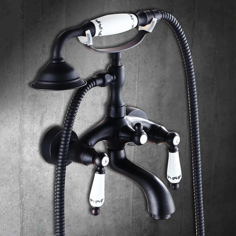 Luxury Bathroom Black Shower Set Wall Mounted Bathtub Ceramic Hand Shower Faucet Solid Brass Antique Shower Mixer Crane
Luxury Bathroom Black Shower Set Wall Mounted Bathtub Ceramic Hand Shower Faucet Solid Brass Antique Shower Mixer Crane