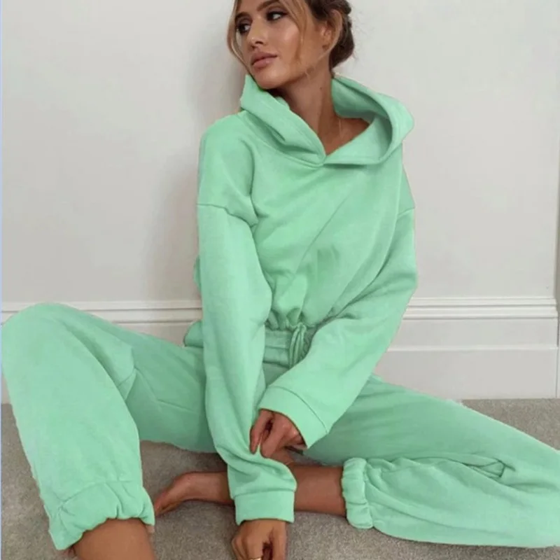 2 Pieces Sets Women Tracksuit Suits Hooded Drawstring Female Short Sweatshirts Set 2021 Spring Autumn Casual Ladies Pants Outfit 
2 Pieces Sets Women Tracksuit Suits Hooded Drawstring Female Short Sweatshirts Set 2021 Spring Autumn Casual Ladies Pants Outfit