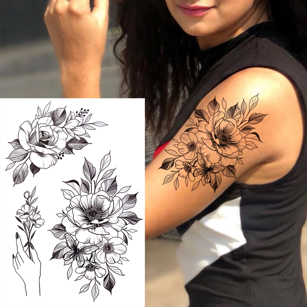 Rose Lace Pendant Temporary Tattoos For Women Girl Realistic Dahlia Flower Flora Wolf Reindeer Bird Fake Tattoo Sticker 3D Tatoo
Rose Lace Pendant Temporary Tattoos For Women Girl Realistic Dahlia Flower Flora Wolf Reindeer Bird Fake Tattoo Sticker 3D Tatoo