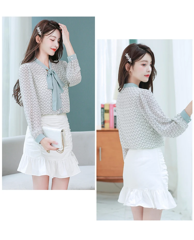 Chiffon Women's Blouses Printed Shirt Casual Long Sleeve Top Loose Summer Fashion Blouse Office Lady Button Houthion
Chiffon Women's Blouses Printed Shirt Casual Long Sleeve Top Loose Summer Fashion Blouse Office Lady Button Houthion