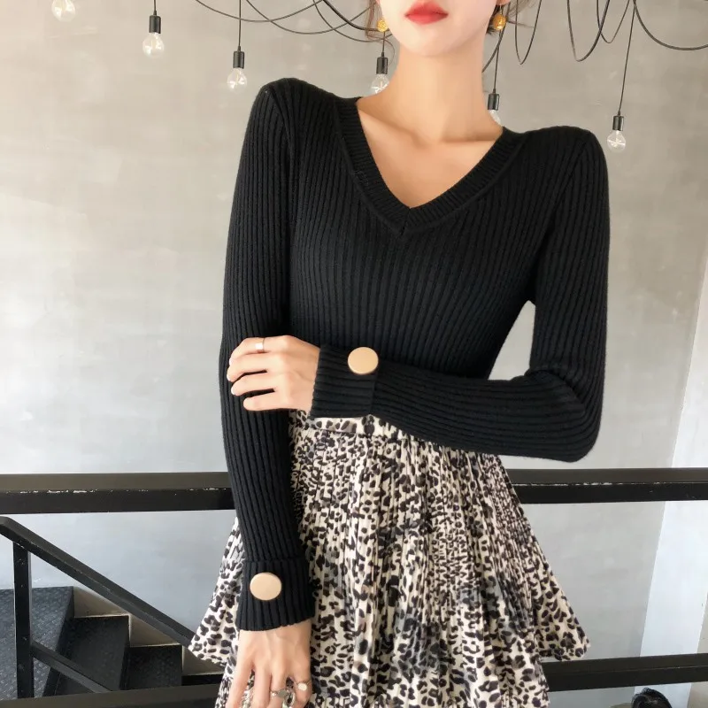 New Fashion Women Sweater Design Jumpers For Women Tight Long Sleeve V Neck Knitwear Top Casual Blouse Sweater Ladies W2
New Fashion Women Sweater Design Jumpers For Women Tight Long Sleeve V Neck Knitwear Top Casual Blouse Sweater Ladies W2