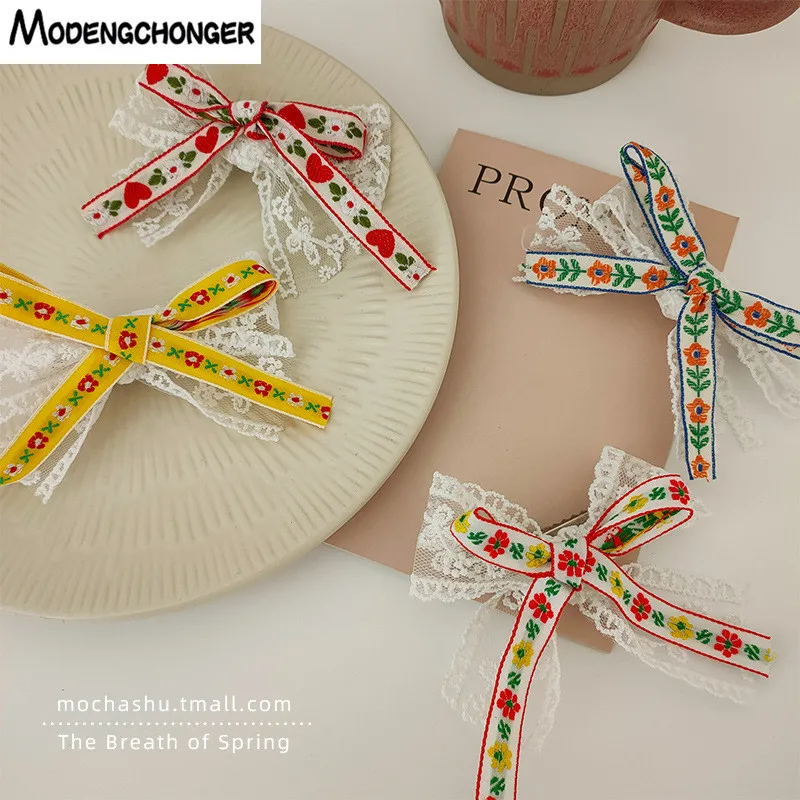 2021Spring Floral Lace Bow Barrette Hairpin For Woman Sweet Girls Printed Flowers Bangs Clip Hairgrip Headwear Hair Accessories
2021Spring Floral Lace Bow Barrette Hairpin For Woman Sweet Girls Printed Flowers Bangs Clip Hairgrip Headwear Hair Accessories
