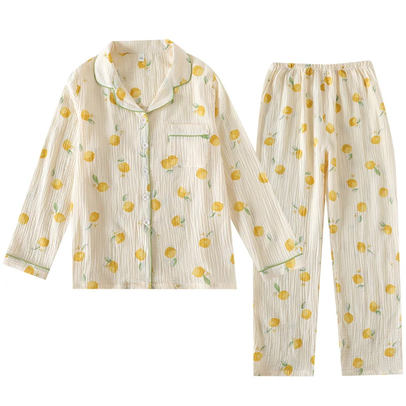 Women's Long-Sleeved Pajamas Spring and Autumn Pure Cotton Washed Crepe Full Cotton Casual New Outerwear Homewear Summer
Women's Long-Sleeved Pajamas Spring and Autumn Pure Cotton Washed Crepe Full Cotton Casual New Outerwear Homewear Summer