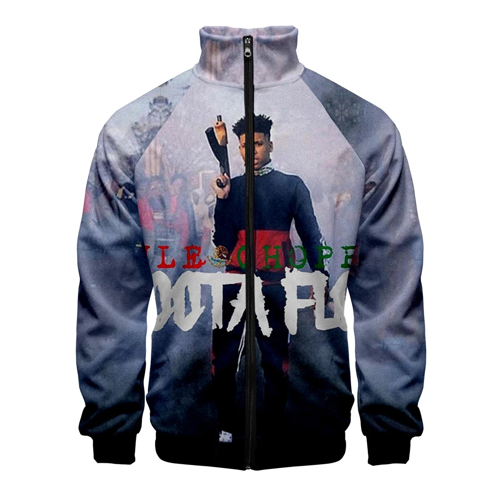 

NLE Choppa Rapper Hip Pop Jacket 3D Stand Collar Sweatshirt Cool Bomber Jacket Men Boy Streetwear Turtleneck Winter Slim