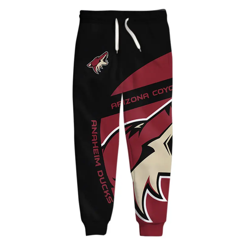 Arizona men's Casual Pants Black And Red Stitching Fun Animal Print Coyotes Sweatpants