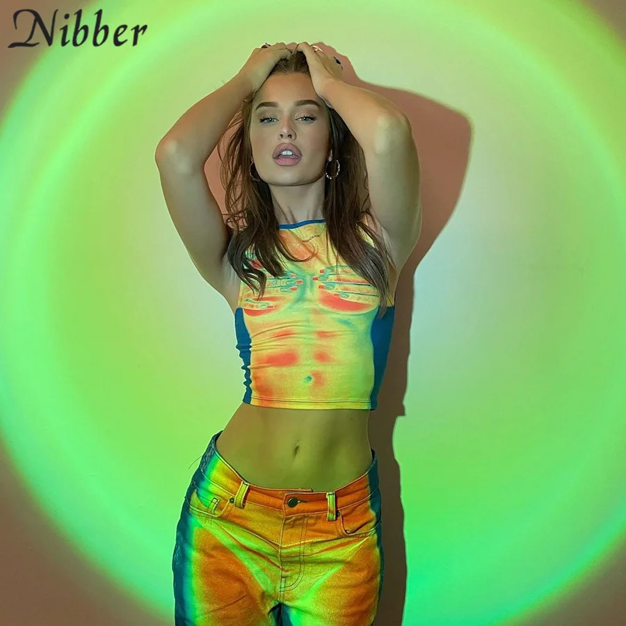 Nibber 2021 женский модный короткий жилет без рукавов с принтом тонкий укороченный