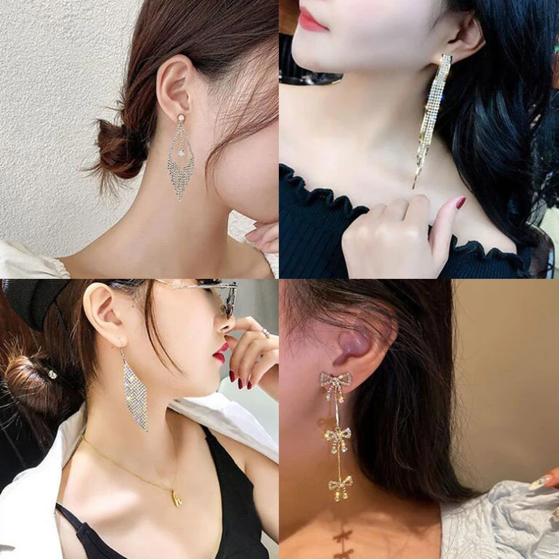High-end Earrings Jewelry Rhinestone Silver Needle Earrings Beautiful Temperament Exquisite Individual INS Long Tassel Earrings
High-end Earrings Jewelry Rhinestone Silver Needle Earrings Beautiful Temperament Exquisite Individual INS Long Tassel Earrings