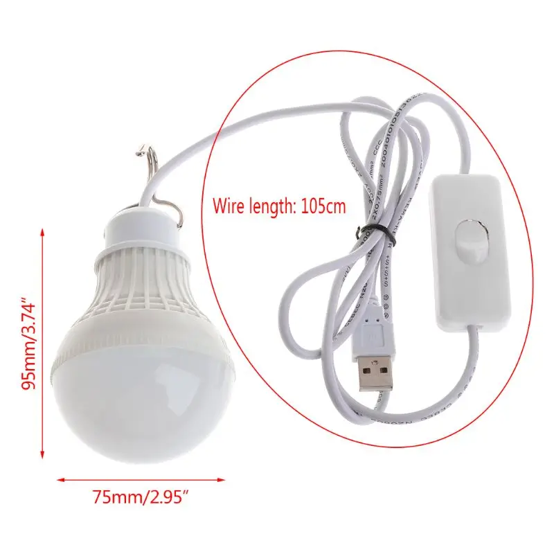 5W 10 LED Energy Saving USB Bulb Light Camping Home Night Lamp Hook Switch
5W 10 LED Energy Saving USB Bulb Light Camping Home Night Lamp Hook Switch