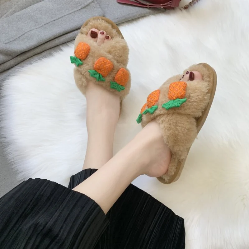 Chinelos Mulher Winter Slippers Women's Wear Cross Lamb Plush Fruit One-word Slippers Women's Shoes Fur Slides Zapatillas Mujer
Chinelos Mulher Winter Slippers Women's Wear Cross Lamb Plush Fruit One-word Slippers Women's Shoes Fur Slides Zapatillas Mujer