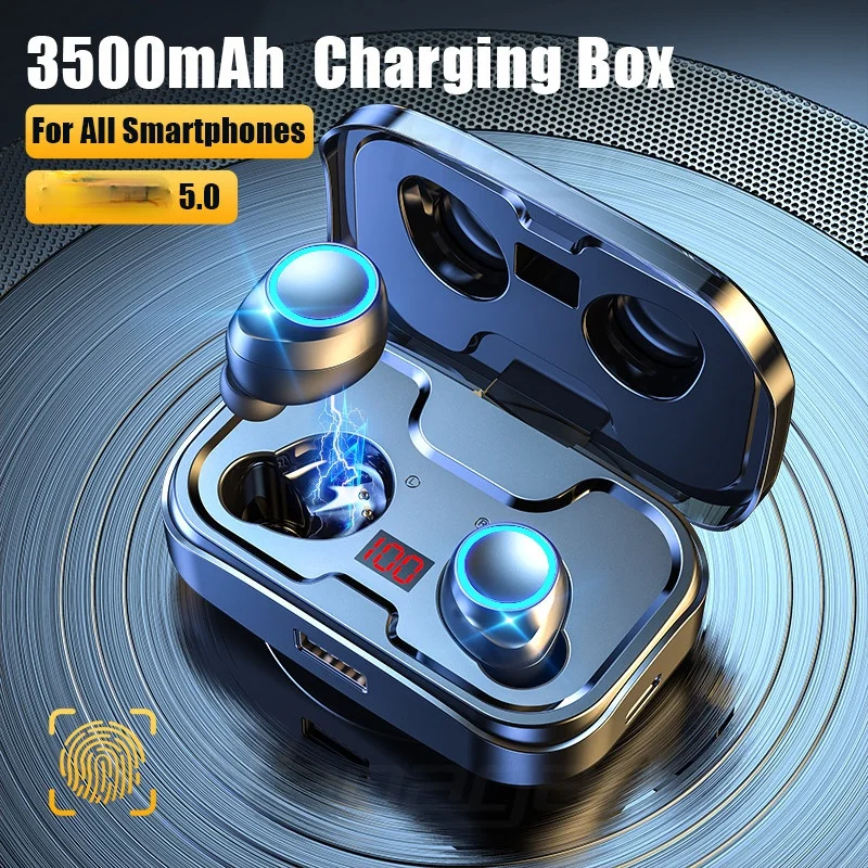 Wireless Bluetooth 5.0 Earphones Touch Control HD Stereo Headphones Sport Waterproof Headset Earbuds With 3500mAh Charge Case
Wireless Bluetooth 5.0 Earphones Touch Control HD Stereo Headphones Sport Waterproof Headset Earbuds With 3500mAh Charge Case