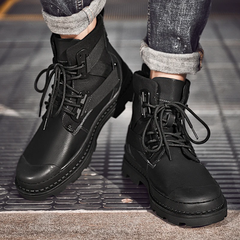Black high-top leather Martin boots men's tooling boots winter plus cashmere tide wild Korean boots tide shoes snow boots
Black high-top leather Martin boots men's tooling boots winter plus cashmere tide wild Korean boots tide shoes snow boots