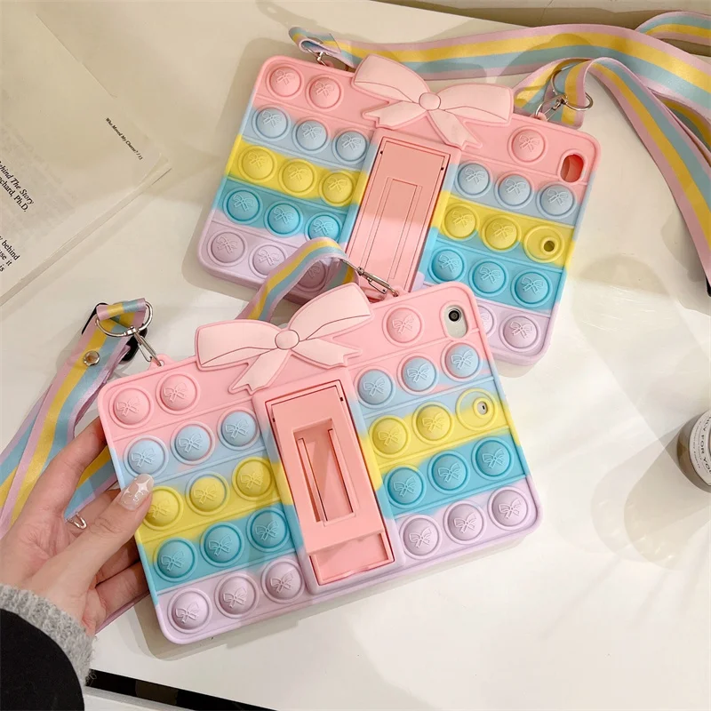 Cute Bowknot Rainbow Decompression For IPad 9.7 2017 2018 Mini 123456 10.2 Pro 9.7 10.5 10.9 Air 123 Soft Silicon Stand Case
Cute Bowknot Rainbow Decompression For IPad 9.7 2017 2018 Mini 123456 10.2 Pro 9.7 10.5 10.9 Air 123 Soft Silicon Stand Case