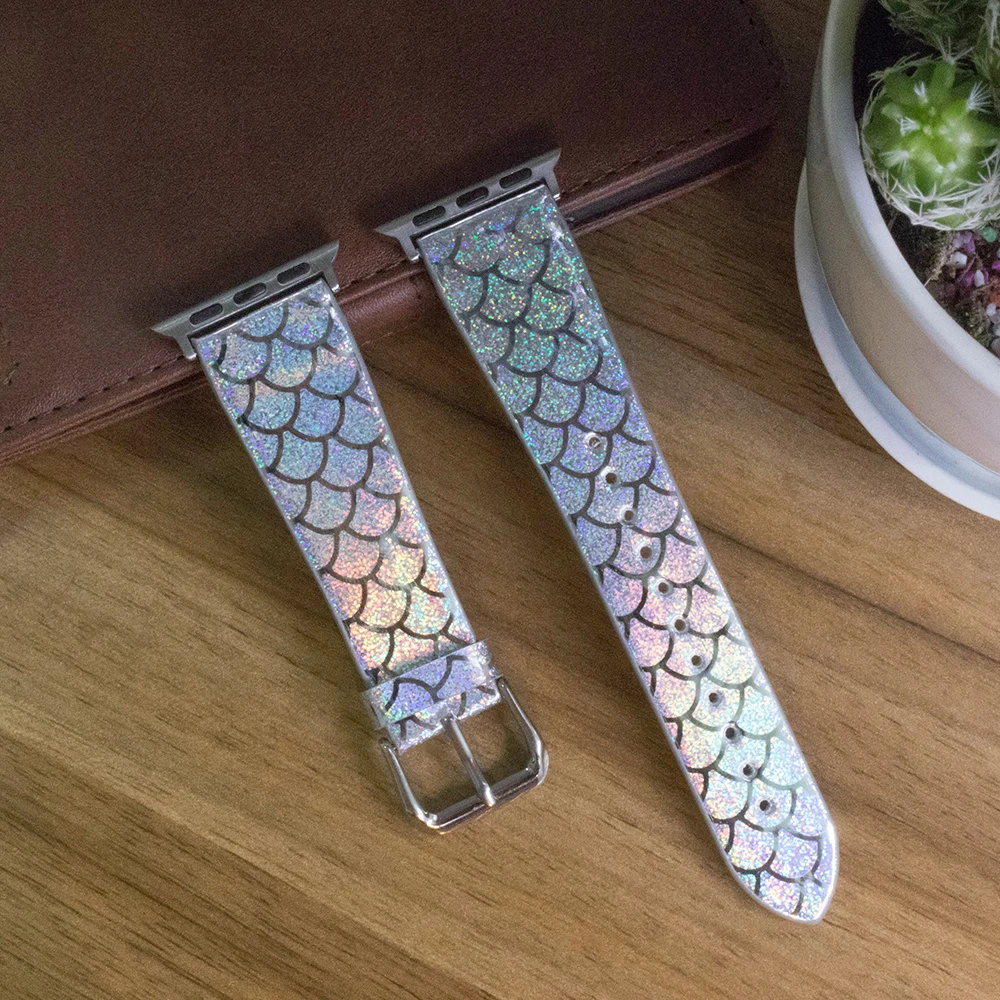 

Flash Fish Scales Watch Band for Apple Watch Series 5 4 3 2 Strap for Iwatch 38 42 40 44mm Bracelet Smart Accessories Wrist