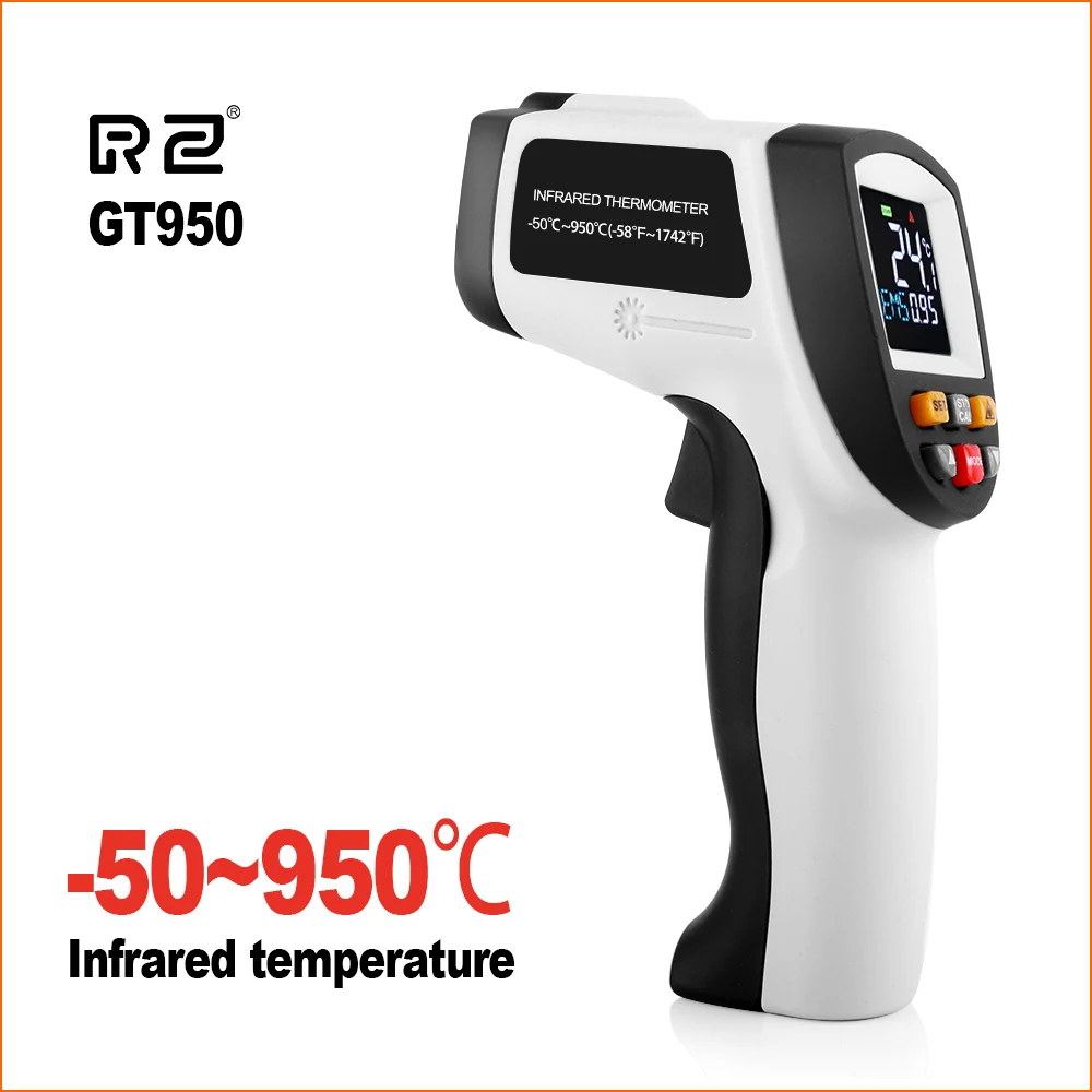 RZ Infrared Thermometer Handheld Digital Electronic Mini Outdoor LCD Color Screen Non-Contact Circle Radium Laser IR Thermometer
RZ Infrared Thermometer Handheld Digital Electronic Mini Outdoor LCD Color Screen Non-Contact Circle Radium Laser IR Thermometer