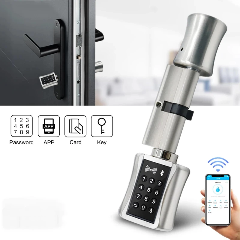 Bluetooh Smart Cylinder Lock Keyless Electronic Door Lock APP Wifi Lock Digital Code RFID Card Lock for Home Apartment
Bluetooh Smart Cylinder Lock Keyless Electronic Door Lock APP Wifi Lock Digital Code RFID Card Lock for Home Apartment