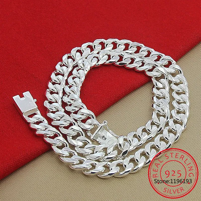 925 Sterling Silver Curb Chain Link Necklaces Men Jewelry collares kolye Collier Hiphop 50cm 55cm 60cm 10mm ketting collane
925 Sterling Silver Curb Chain Link Necklaces Men Jewelry collares kolye Collier Hiphop 50cm 55cm 60cm 10mm ketting collane