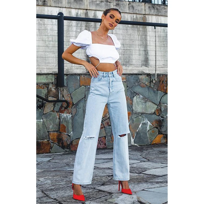 2021 Spring and Autumn Street Fashion Women's High Waist Slimming Multi-pocket Zipper Loose Cotton Straight Wide-leg Jeans
2021 Spring and Autumn Street Fashion Women's High Waist Slimming Multi-pocket Zipper Loose Cotton Straight Wide-leg Jeans